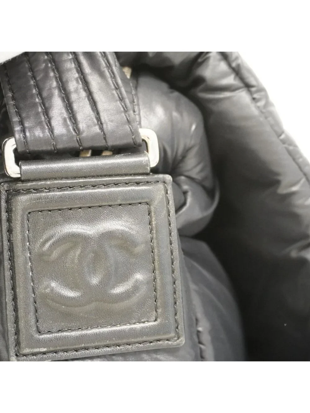 Chanel Shoulder Bag Coco Cocoon Nylon Black Silver